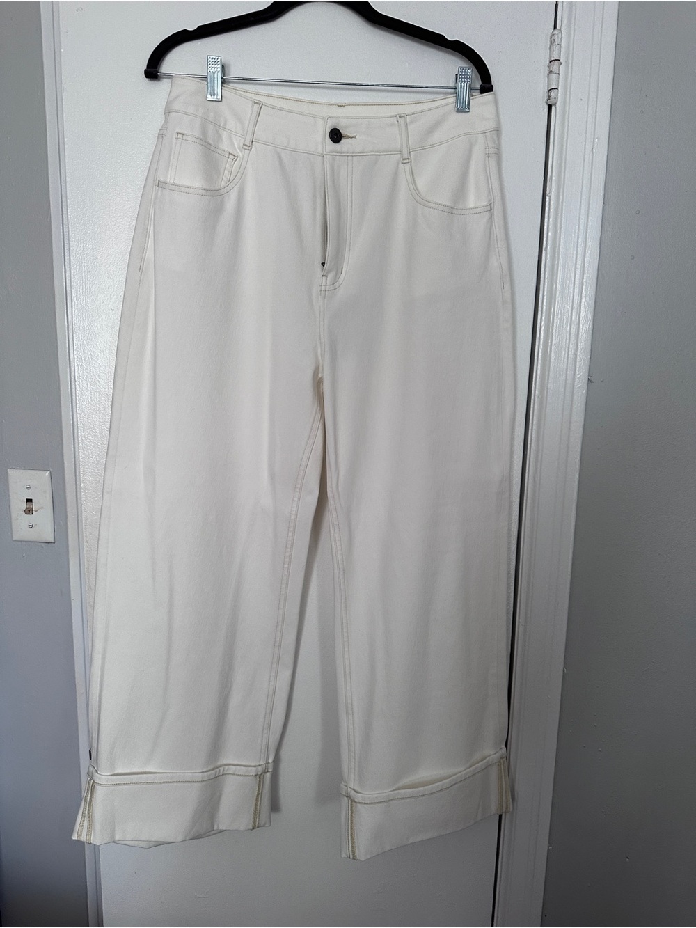 HALARA Cream High-Rise Wide-Leg Pants